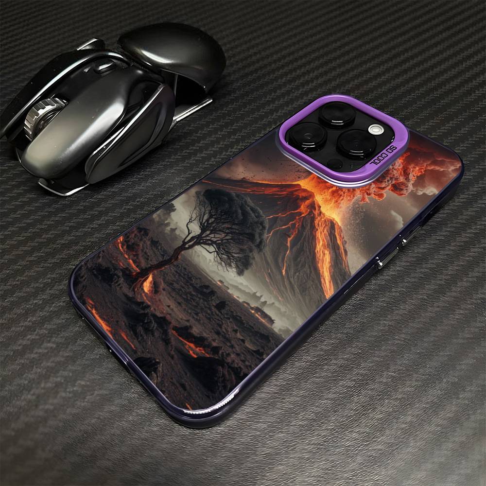 Volcanic Eruptions Phone Case For iPhone 16,15,14,13,12,11,Mini,Pro,MAX Purple Matte Shockproof Cover