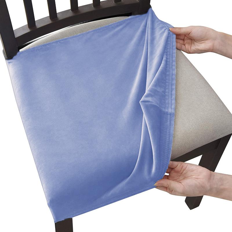 Velvet Stretch Chair Seat Covers Dining Room Removable Washable Chair Seat Protector Slipcover