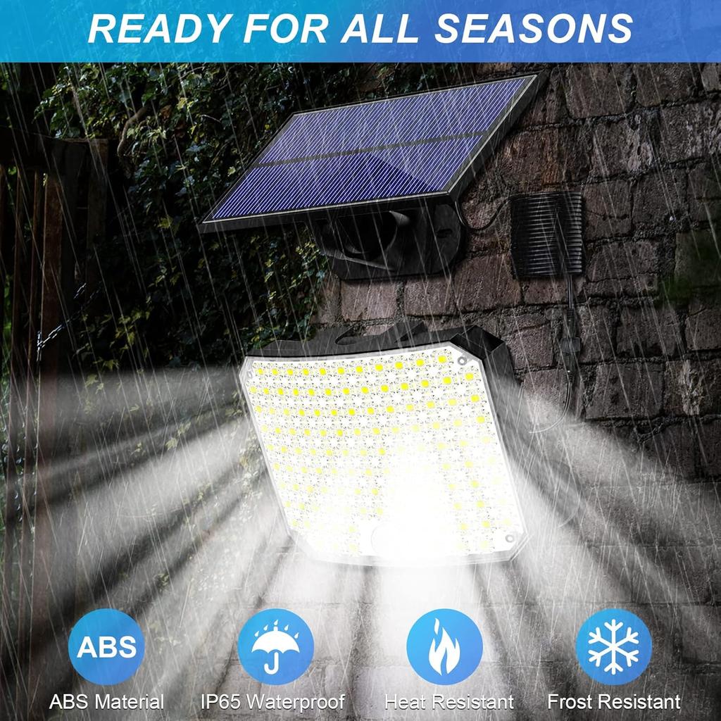KERNOWO Solar Lights Outdoor, 118 LED Solar Motion Sensor Flood Lights with Remote, IP65 Waterproof Solar Powered Security Spot Lights with 16.5Ft