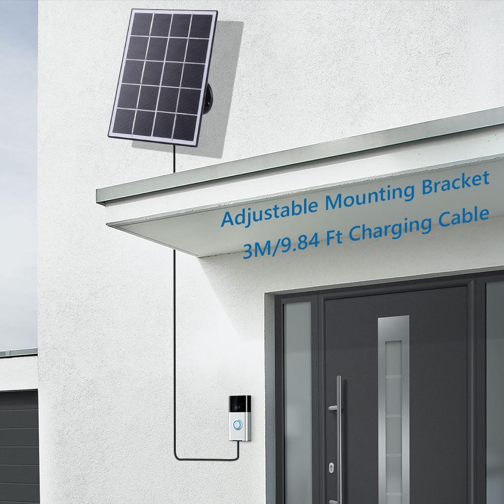 4W Solar Charger IP65 Waterproof Solar Panel Kit 9.8Ft Charging Cable Solar Charging Panel for Ring Video Doorbell 4/3/3 Plus/2