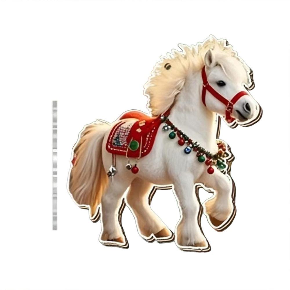 Party 2D Flat Christmas Hanging Pendant Ebony Horse Majesty Acrylic Horse Pendant Xmas Tree Hanging Ornament Navidad Decor