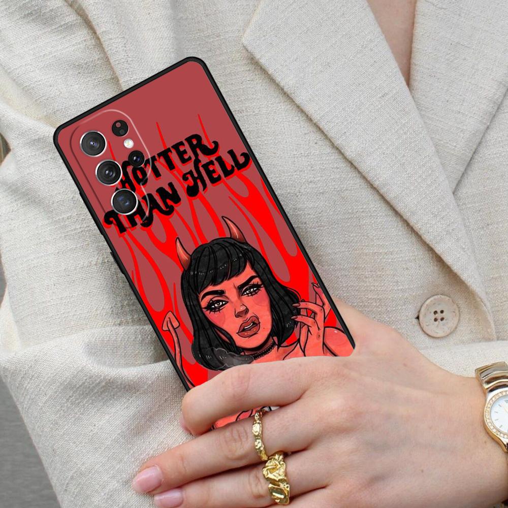 Aesthetic Devil Woman Bad Girl Cell Phone Case for Samsung Galaxy S26 Ultra S25 S24 S23 S22 S21 S20 Note10 Cover