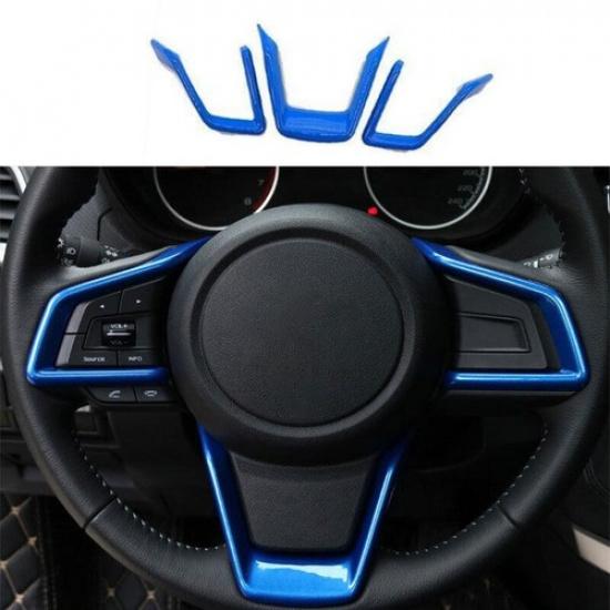 For Subaru Legacy 2018- ABS Blue Steering Wheel Panel Cover Trim 3PCS