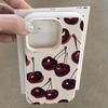 Wine Red Cherry Pattern Lychee Texture Phone Case For iPhone 17 Pro Max 11 12 13 14 15 16 17 Air 15 Plus X XS XR 16E Soft Cover