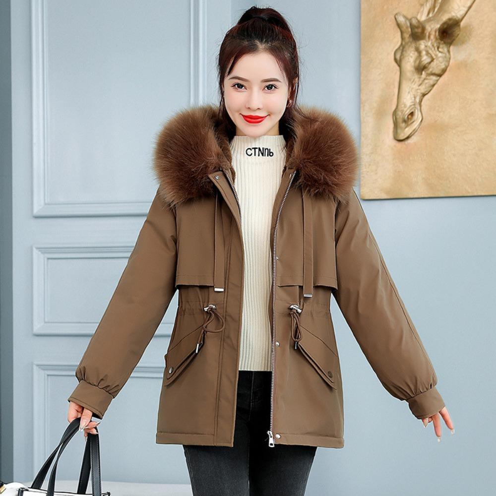 

Куртка женская короткая, зимняя новая женская пуховая хлопковая одежда женская одежда зима XXXL темно-коричневого