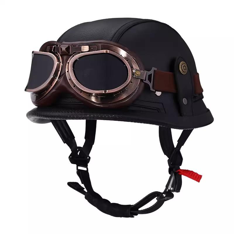 VGV Vintage Half Helmet Motorcycle Helmets Summer Cool Protective Glasses Man Women Boy Girl Light Cute Sunburn Protection