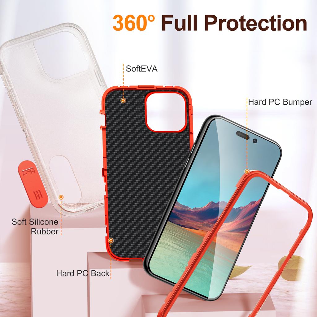 Case for iPhone 15 14 13 Mini 12 11 Pro Max XS XR 8 7 Plus Heavy Duty Shockproof Anti-Scratch Protective Kickstand Phone Case