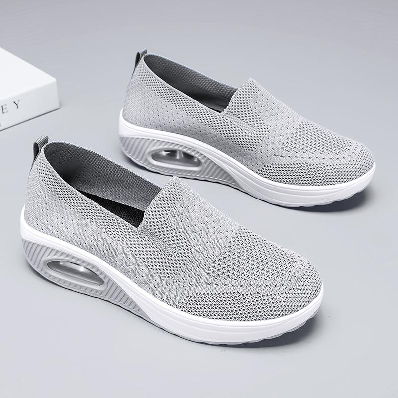 Women Slip on Walking Shoes Air Cushion Sneakers Pink Grey Black Blue Elevator Platform Orthopedic Socks Shoes Plus Size