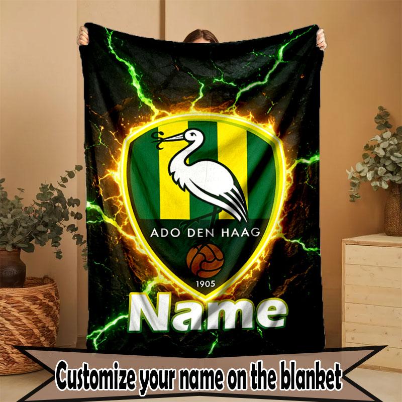 Custom Name Personalized ADO Den Haag Print Blanket, Home Decor, Bedroom, Sofa, Camping, Couch, Gifts for Birthday Christmas