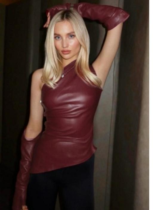 

2026 European & American One-Shoulder Slimming Women s Top - Sexy Sleeveless Fashion Small вина червоного кольору
