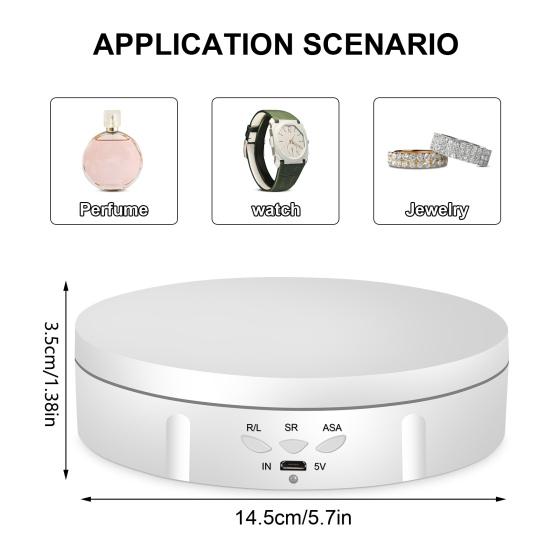 Drehbare Plattenspieler-Fotografie-Display-Ständer 360 Grad Panorama Verstellbar Sanfte Drehung Anti-Rutsch Wiederaufladbar