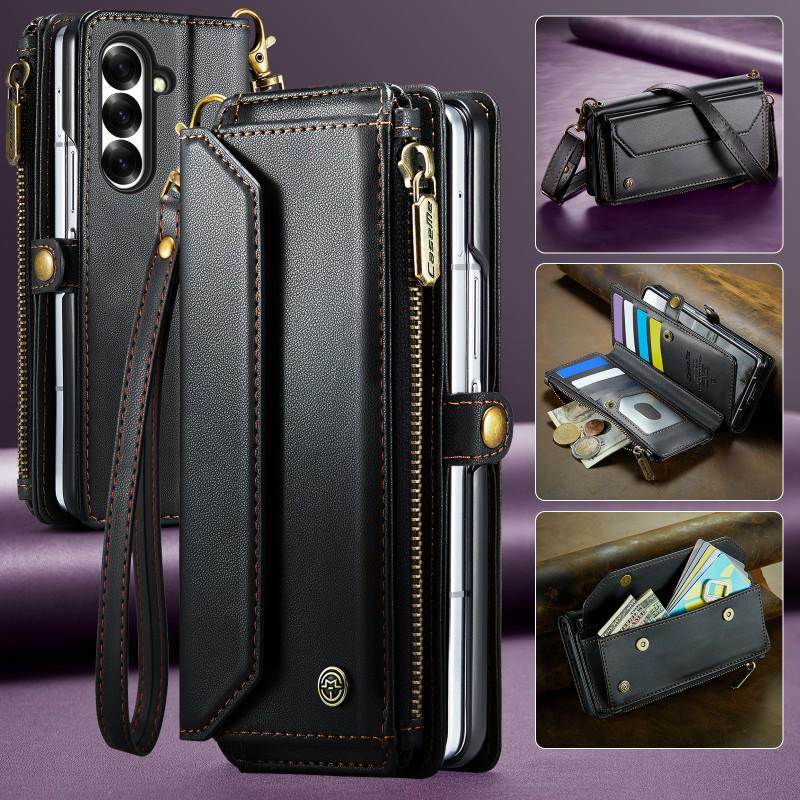 Custodia per Telefono a Tracolla con Porta Carte per Samsung Z Fold 4/5/6/7 - Tracolla e Protezione