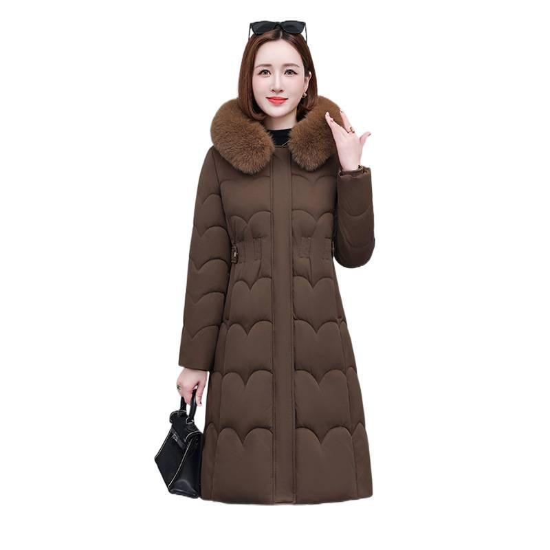Anti-season down cotton-padded clothes women's medium and long winter new slim-fitting thickened cotton-padded clothes fashionable warm cotton-padde