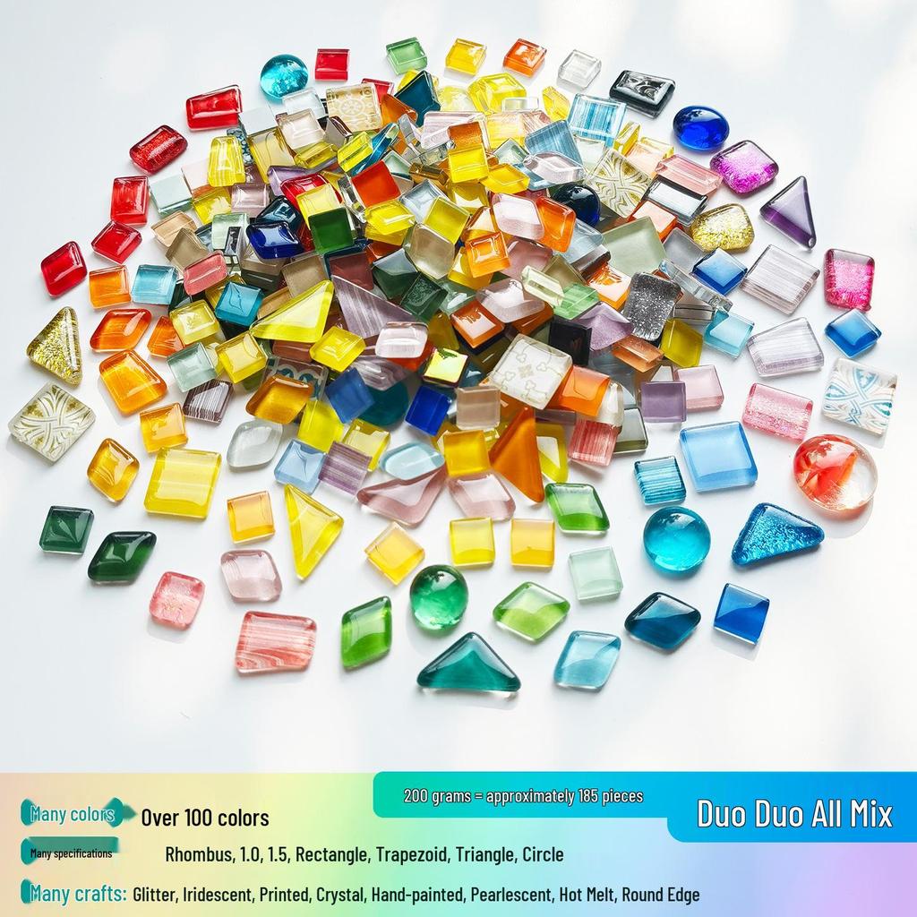 200g 1,5cm Transluzent 15mm Kristallmosaik DIY Handgemacht Buntes Glas Schnittpapier
