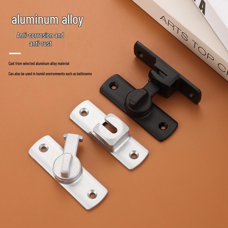 Aluminum Alloy 90°/180° No-Drill Anti-Theft Door Latch for Bathroom.