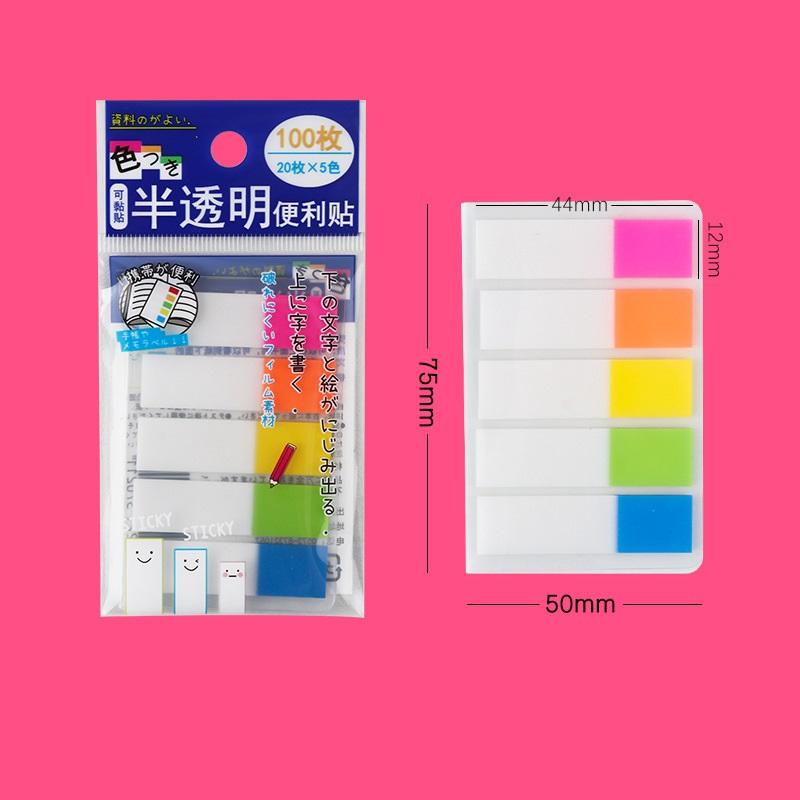 1pcs Translucence Color Sticky Memo PET Fluorescent Notes Pad Adhesive Planner Diary Stickers Index Post