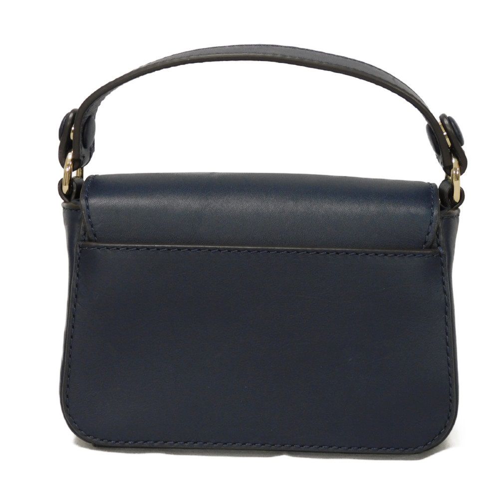 Used Lilium Micro Satchel (10833) 29046 7922 Lily Flower Applique 2-Way Shoulder Bag with T Logo, Navy, Women's from