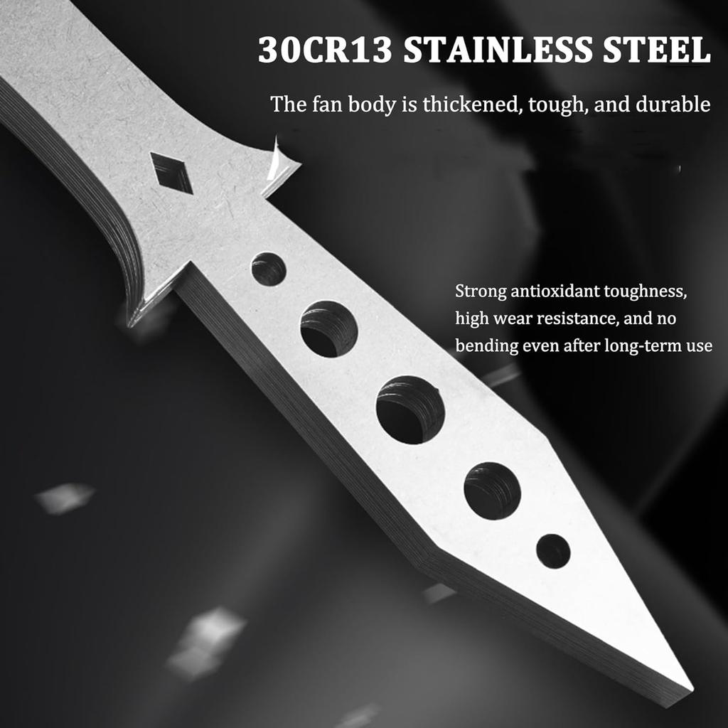 Outdoor Self-Defense Kung Fu Tai Chi Adult Pure Metal Stainless Steel Folding Fan,Full Metal Hand Held Fan, Easy To Carry Self-Weapon