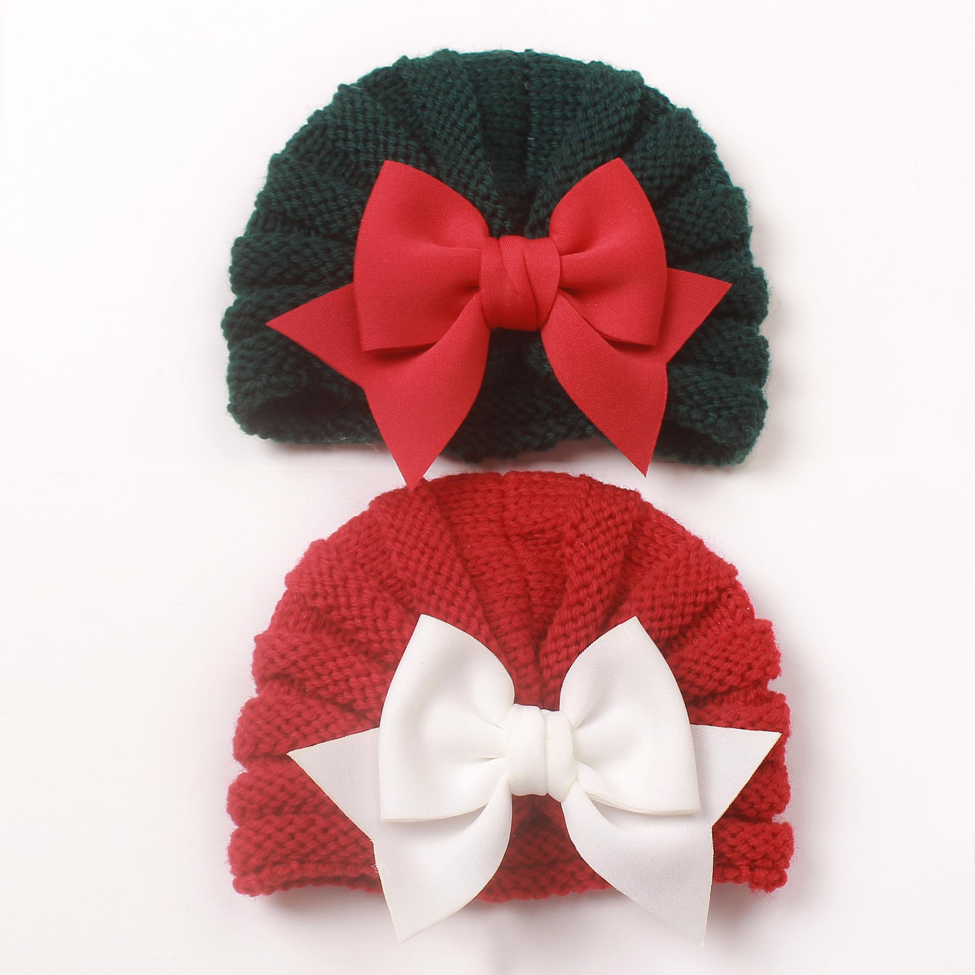 

Christmas Baby Bow Pullover Winter Hat - European & American Infant Dome