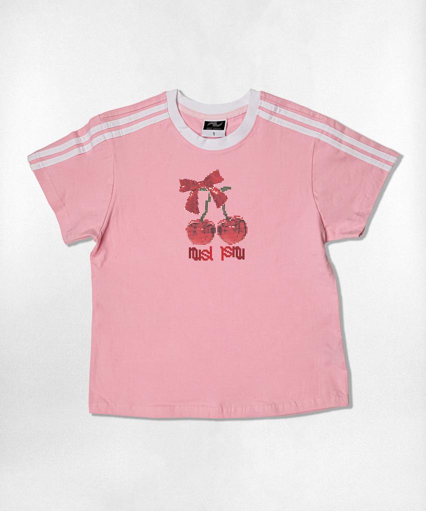 Nasyujeueol Dot Cherry Semi-Crop Short Sleeve T-Shirt 6 Colors