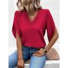 Women's Fashion Casual Summer Spring Solid Color Print 1/2 Sleeves V-Neck Blouses & Shirts