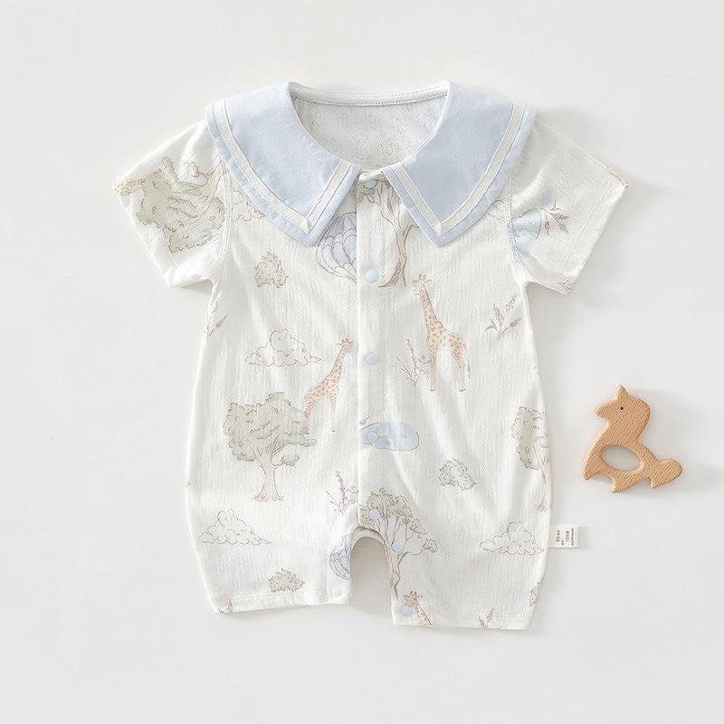 Newborn Summer Cotton Romper - Short Sleeve for Boys & Girls, Cute and Cool Design