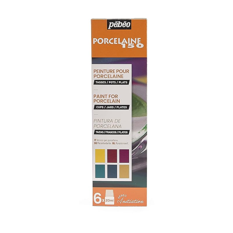 Pebeo Porcelain 150 Water-Based Acrylic Paint for Ceramic (20ml x 6 Colors) Discovery Set