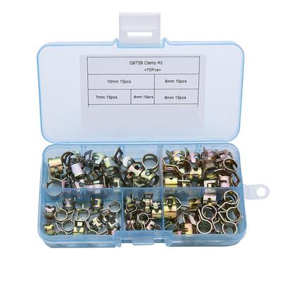 75pcs 6-10mm Vacuum Spring Fuel Oil Water Cpu Hose  Clip Pipe Tube For Band Clamp Metal Fastener