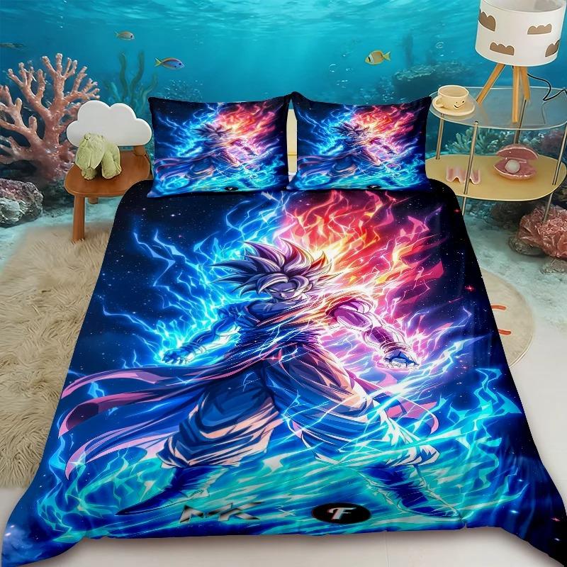 Teens Goku Duvet Cover Dragon Ball Goku Cartoon Bedding Set Quilt Cover Twin King Dormitory Bedroom Home Decor