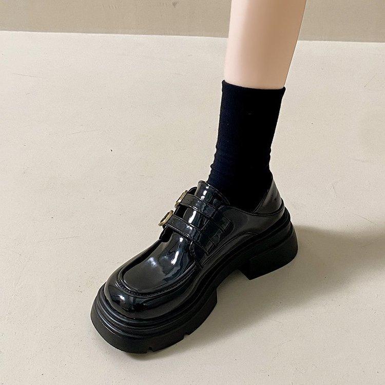 American retro small leather shoes women's 2025 autumn muffin sole platform loafers versatile and lightweight Japanese jk single shoes
