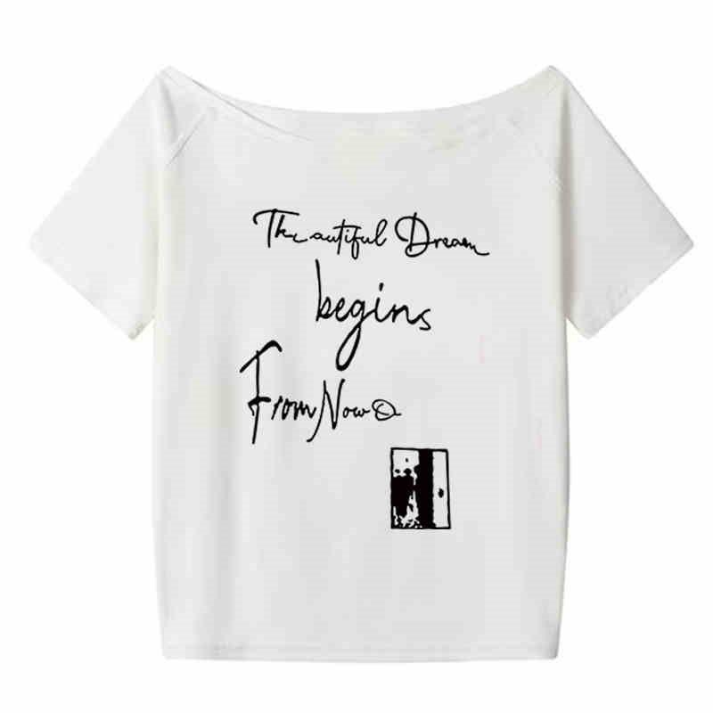 

American Retro Asymmetric Letter Print Women s T-Shirt, Slim Fit, Summer 2025 Collection XXL (for 130-145 lbs)