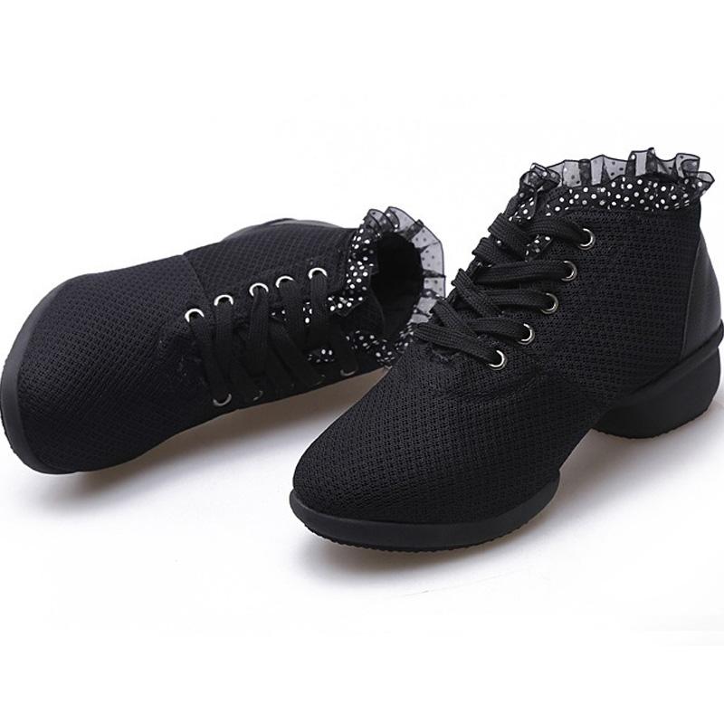 Breathable Mesh Rubber Sole Short Boots Sailor Dance Shoes Lace Up Soft Sole Latin Practice Shoes Teacher Shoes Square Dance Shoes