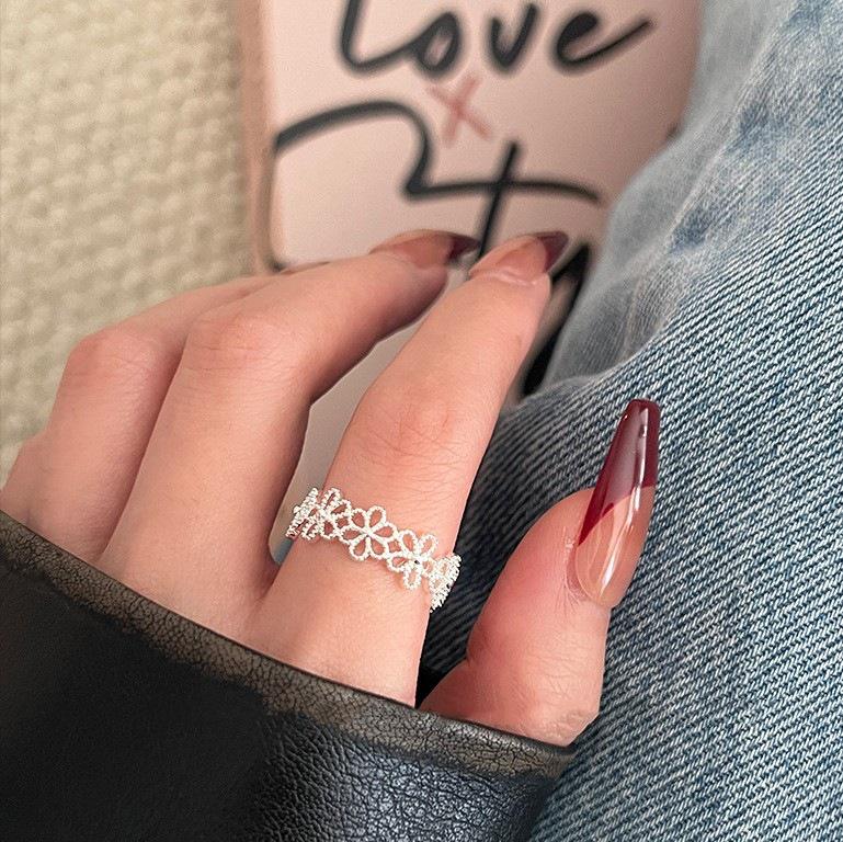 Elegant Geometric Flower Adjustable Ring for Women - Open Style Adjustable Open Style