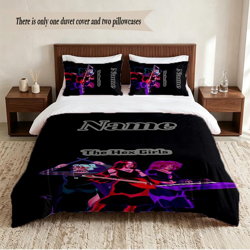 Hex Girls Personalized Custom Name 3‑Piece Bedding Set Soft Duvet Cover Set For Bedroom Home Decor
