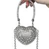 Heart Shape Diamond Evening Clutch Rhinestones Purse Ladies Bag Designer for Women Chain Shoulder Bag Small Bling