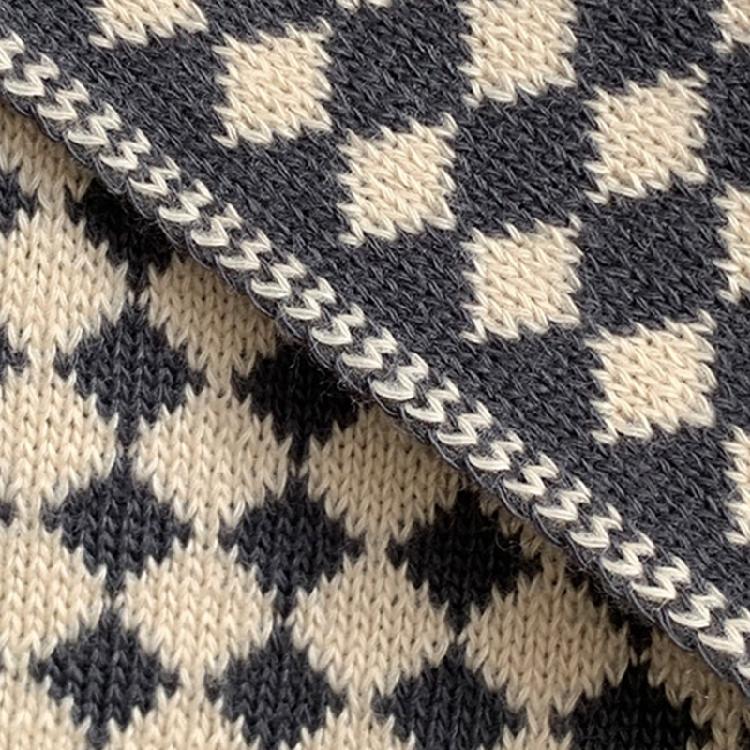 Knitted Checker Neck Gaiter for Daily Use Women Girl Neck Scarf for Winter Wear