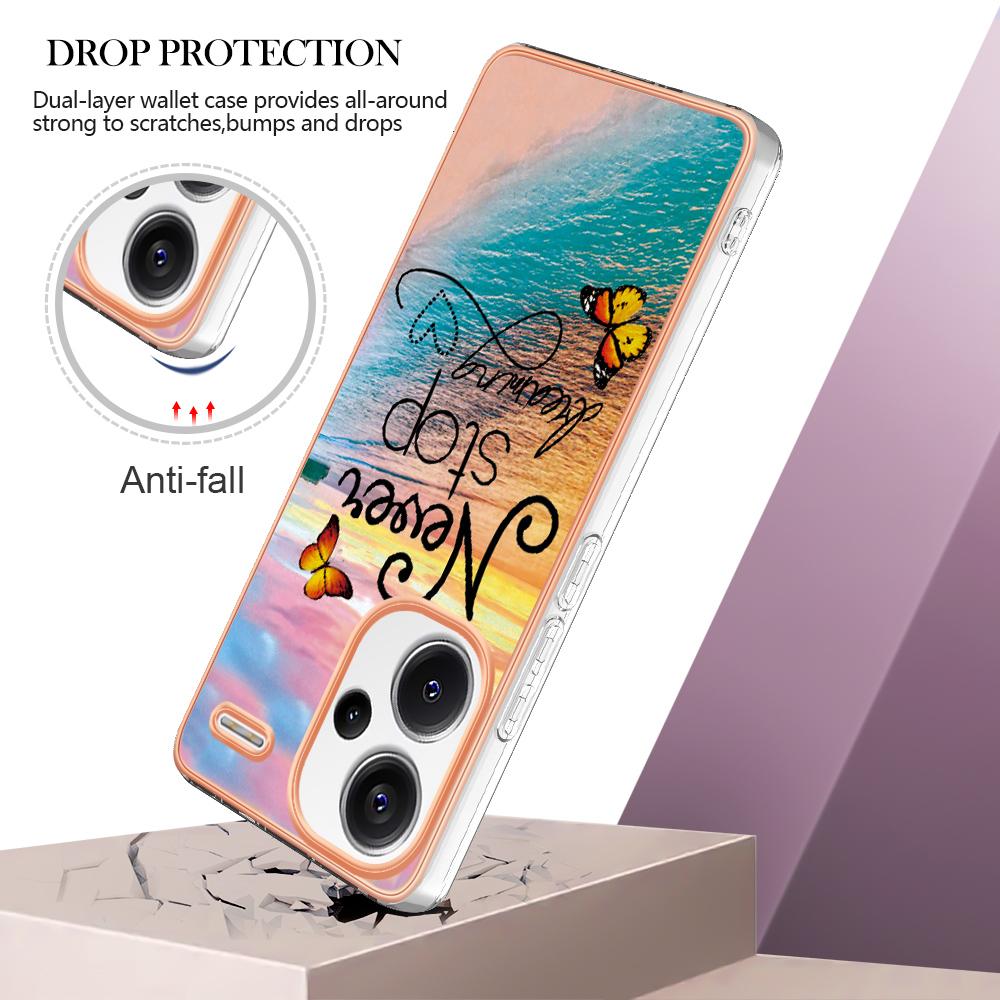 For Xiaomi Redmi Note 13 Pro+ 5G Case with IMD Marble Flower Pattern TPU Mobile Back Cover