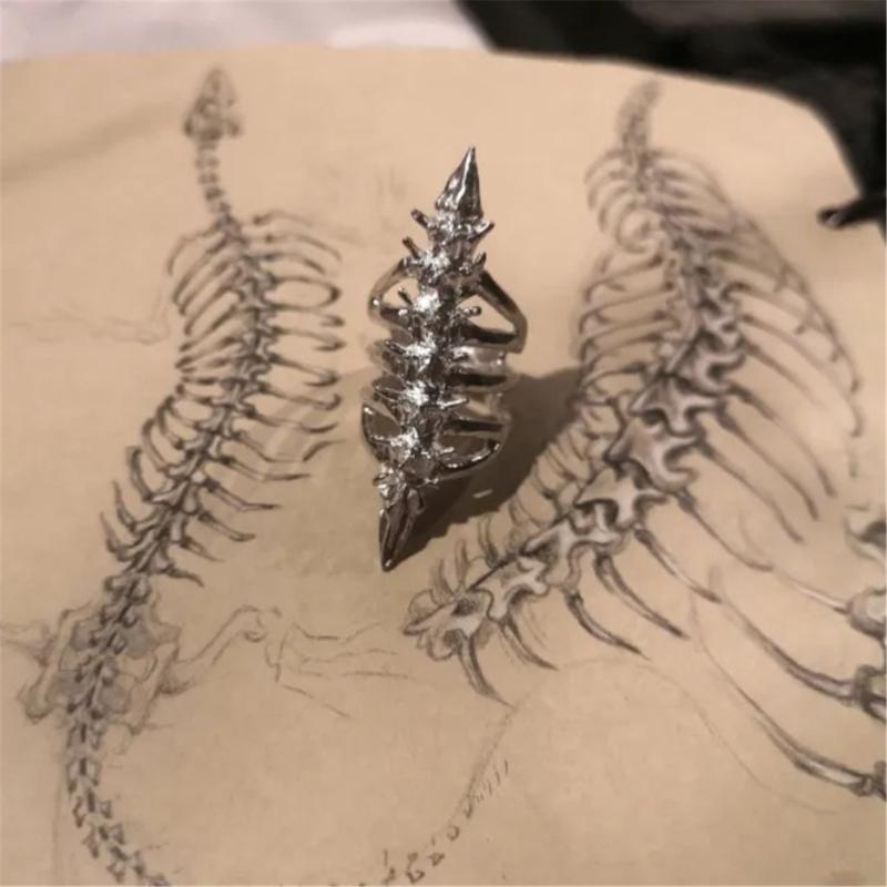 Practical Bone Ring Gothic Thorn Alloy Jewelry Unisex Gothic Fashion Accessory Unique Finger Rings Alloy Texture