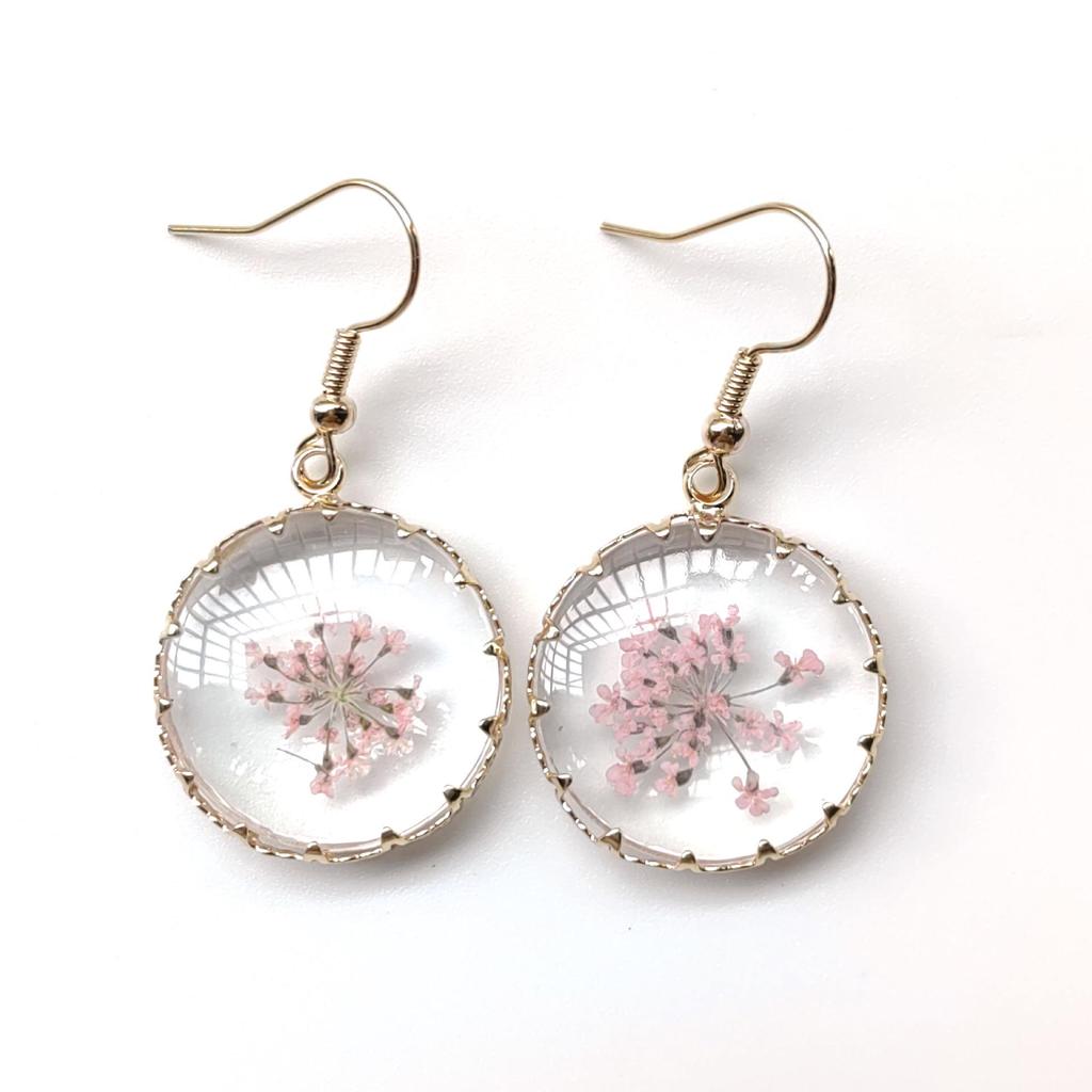 Eternal Flower Resin Dangle Earrings with Real Dried Flowers and Butterfly Star Design for Women
