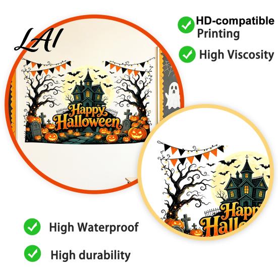 Withered Tree Wall Decorations Happy Halloween Stickers Moonlit Castle Pumpkin Clings Waterproof Decorative Glass Door Stickers Haunted House Decals