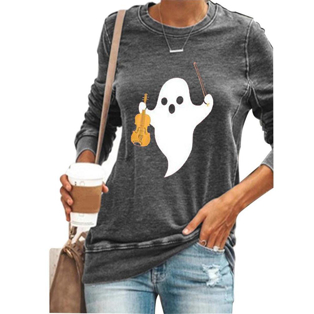Womens Long Sleeve Halloween Printed T 