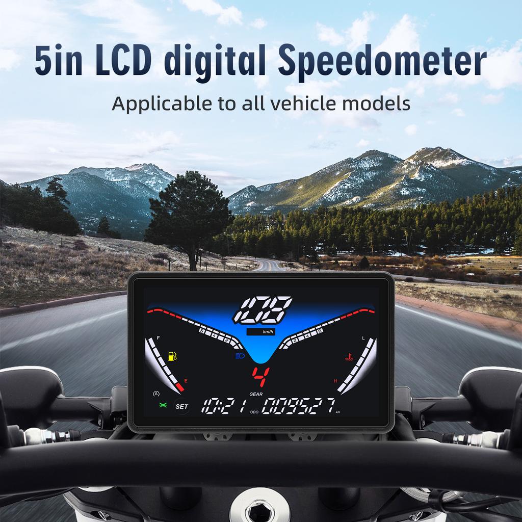Motorcycle LCD Screen Instrument Otorcycle Electronic Dashboard Moto Speedometer Water Temperature Odometer with Sensor Bracket