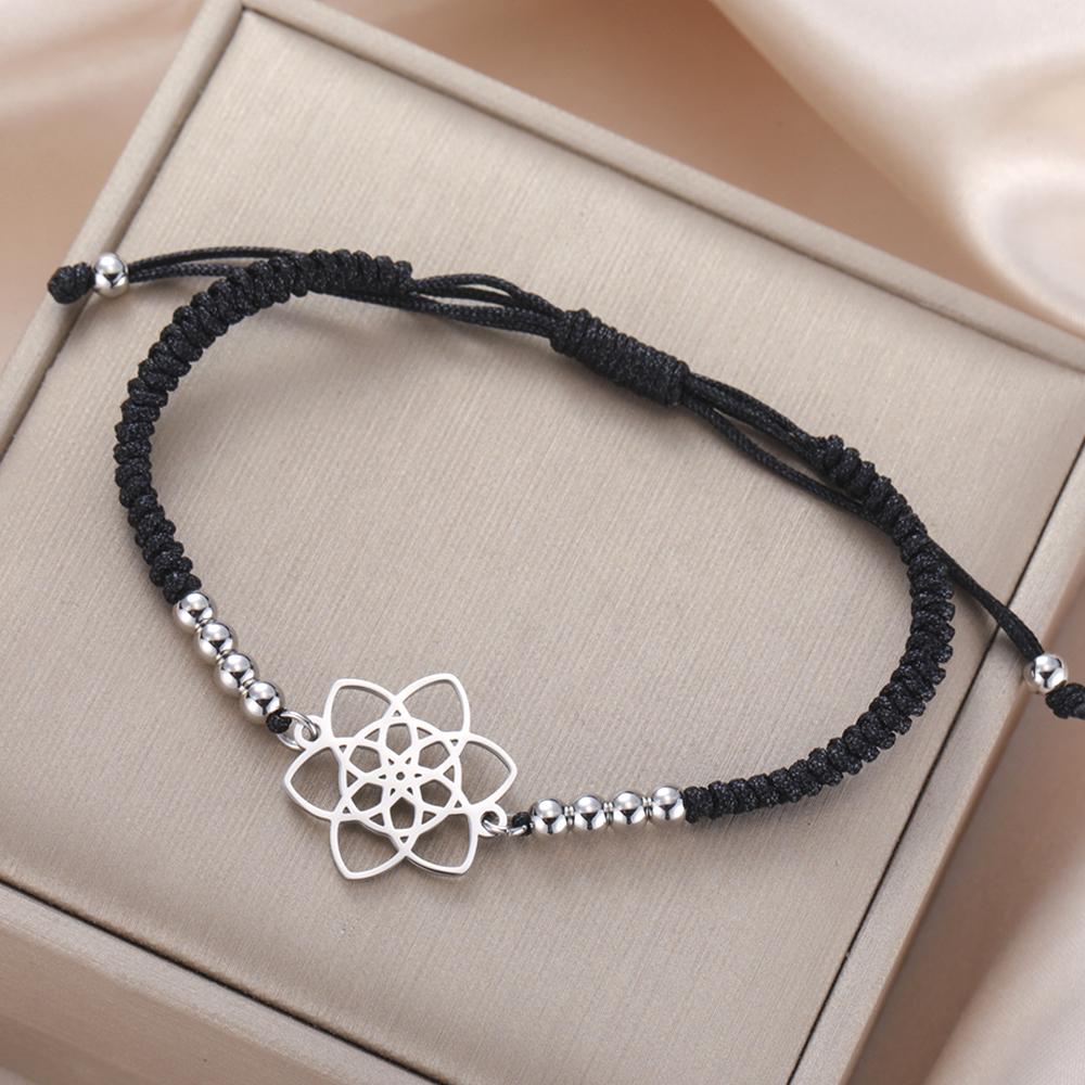 Dawapara Vintage Seed of Life Bracelet Powerful Sacred Geometric Figures Yoga Jewelry Stainless Steel Couple Bracelet