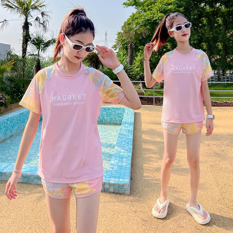 

Летний купальник для девочек больших размеров - стиль с раздельными шортами для детей среднего и старшего возраста 160