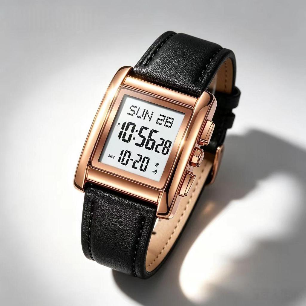 Men's Digital Watch SKMEI Square Dual Time Stainless Steel 2228