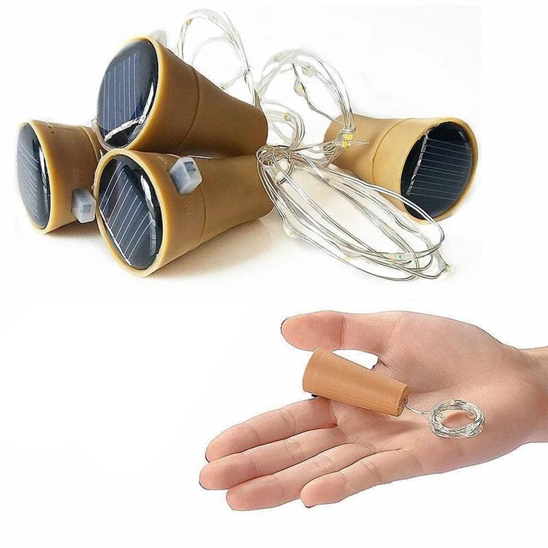 Ghirlandă Luminoasă LED cu Dop de Sticlă Alimentată Solar, de Exterior, Impermeabilă, Lumini Solare Tip Garanlandă Pentru Casă, Cameră, Grădină, Decor Nuntă