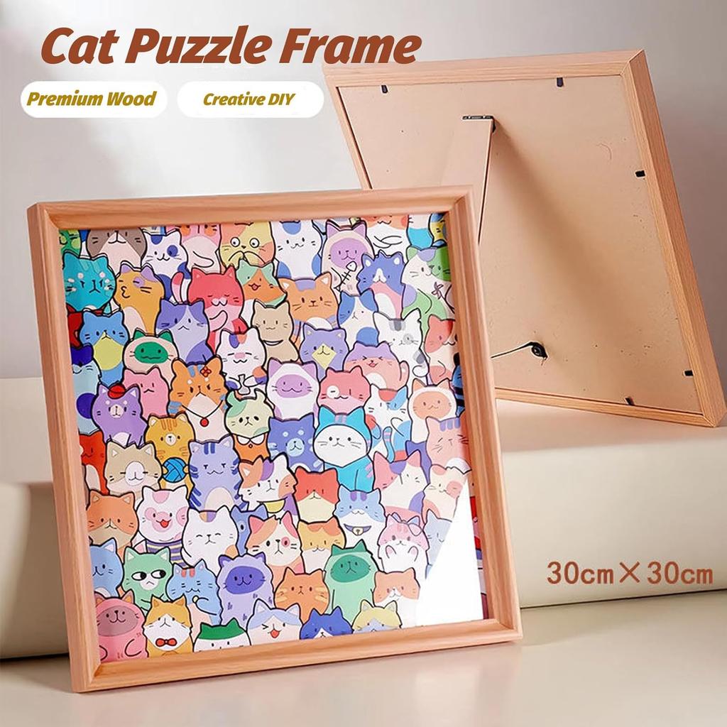 DIY Drewniany Kolorowanka Kot Malowalny Kreatywny Ręcznie Robiony Ramka na Puzzle ze Zdjęciem Do Dekoracji Domu Miłośnik Rzemiosła