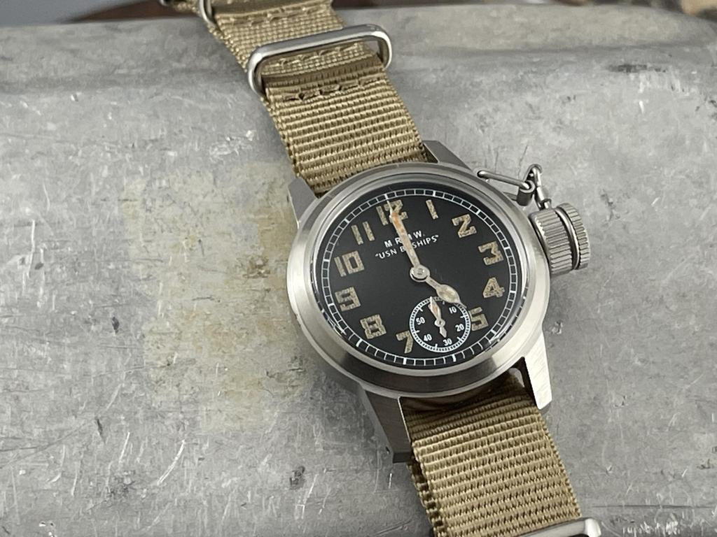 Military watch for Buships small khaki nylon NATO strap [M.R.M.W.] men, second,