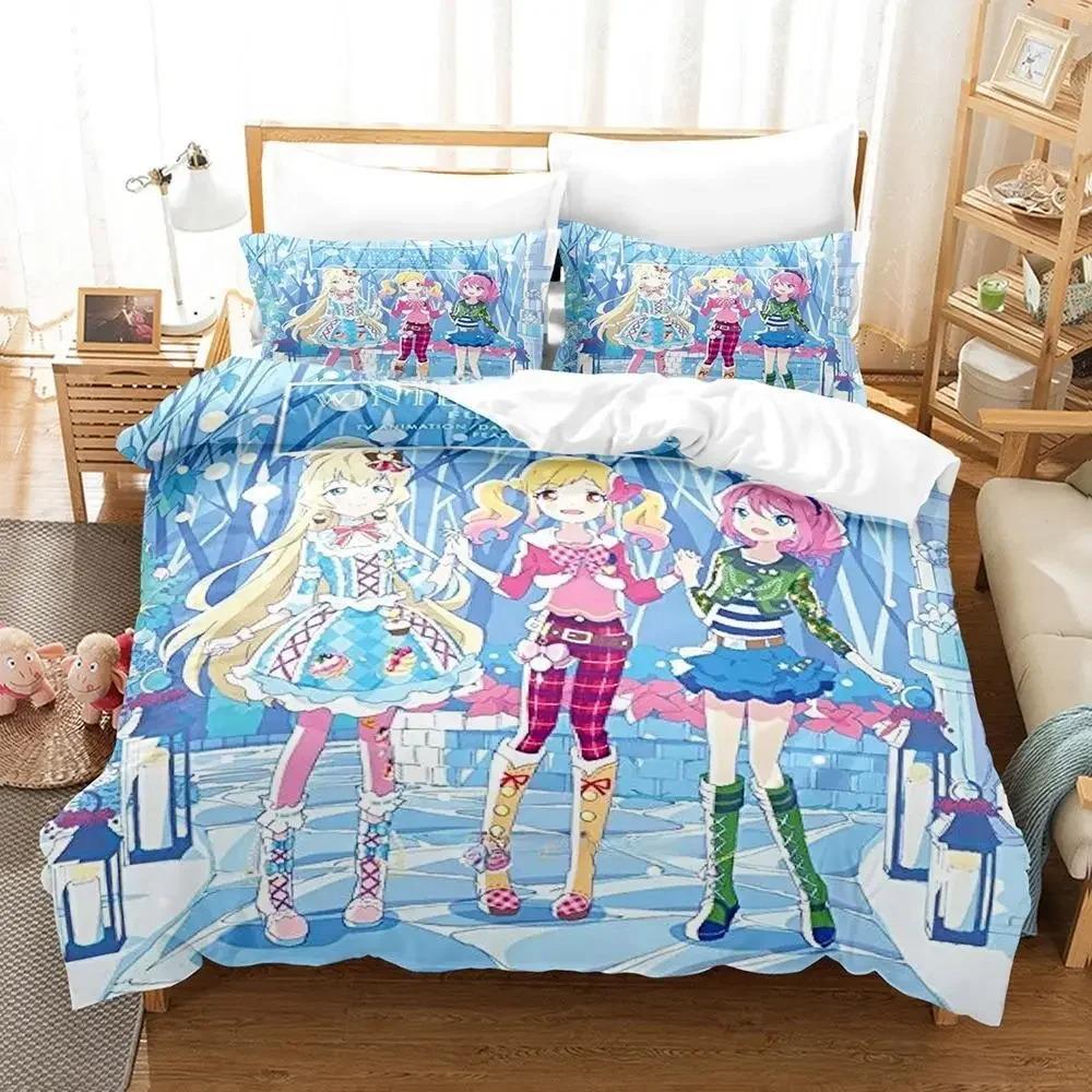 Cozy Lightweight Single Twin Full Queen King Aikatsu Size Bed Adult Kid Bedroom Sets 3D Print Anime Quilt