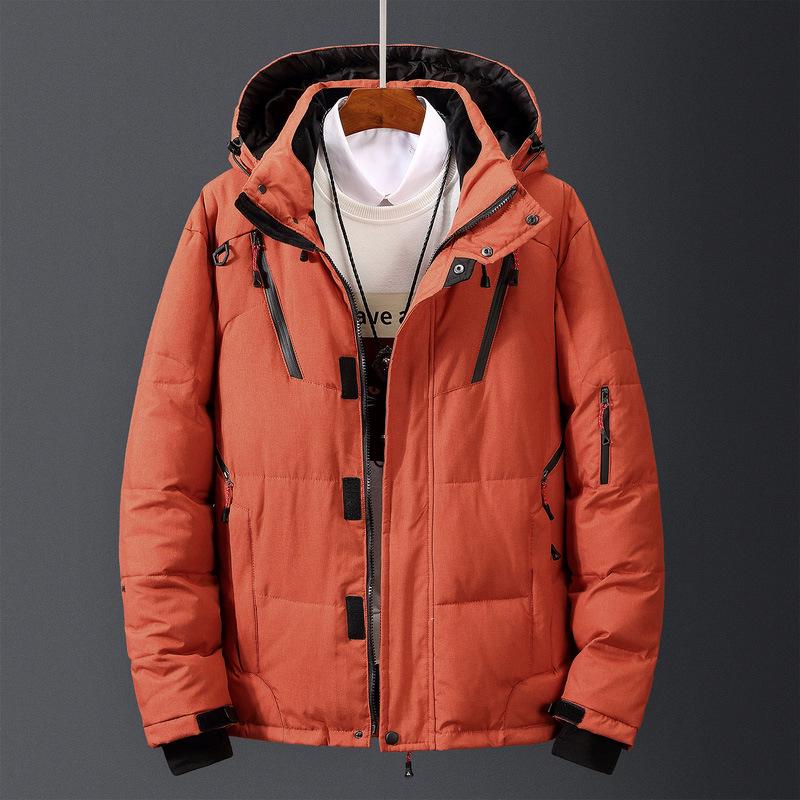 2025 Men's Down Jacket Men's Short Casual Outdoor Multi-Pocket Hooded Winter Wear